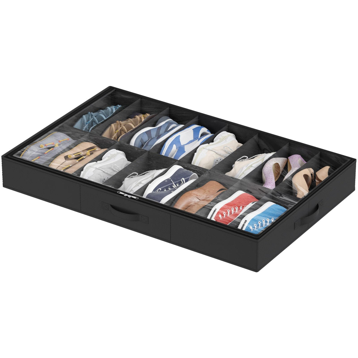 Lifewit Under Bed Shoe Storage Organizer Container, 3 Pack(12 Shoes Cells)