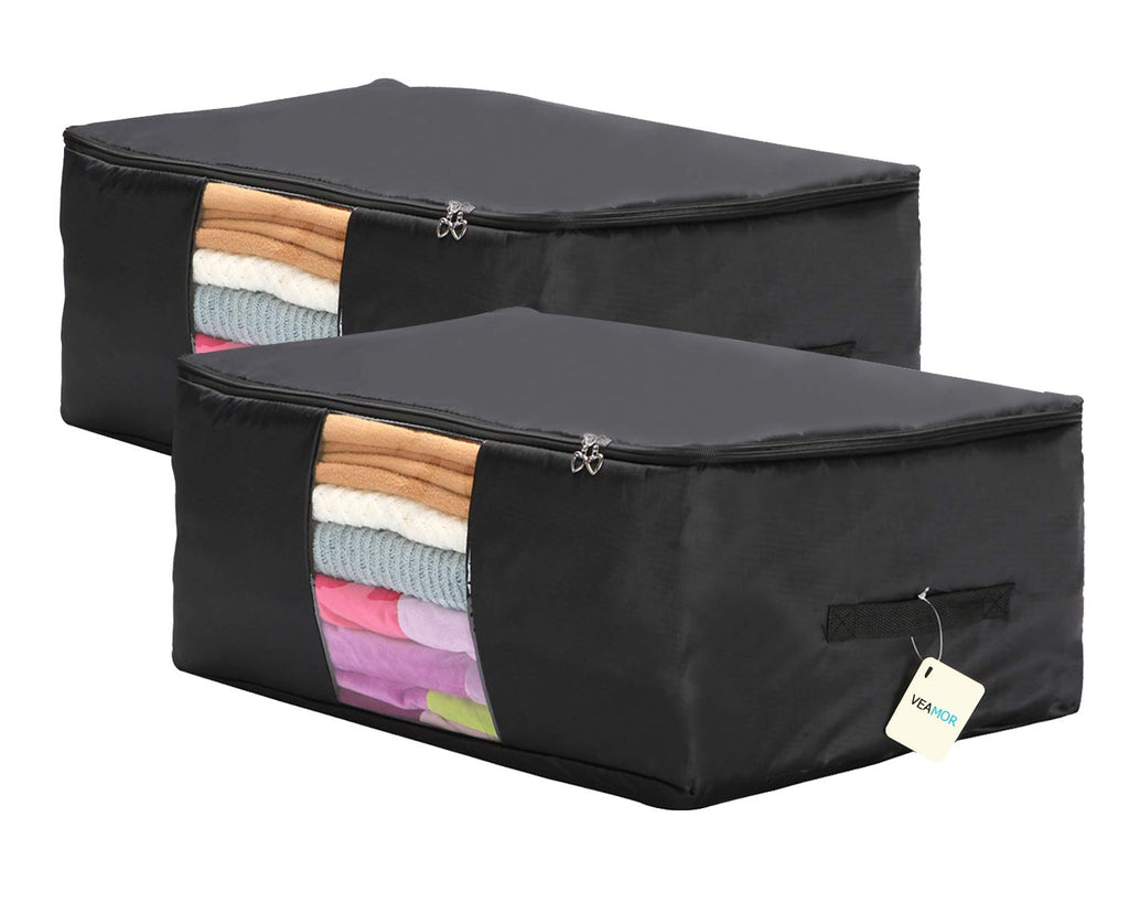 Comforter Storage Bags Pack of 2,Pillow Beddings/Blanket Clothes Organizer Storage Containers with Zippers,Breathable and Moistureproof(Grey 2pcs, XXL)