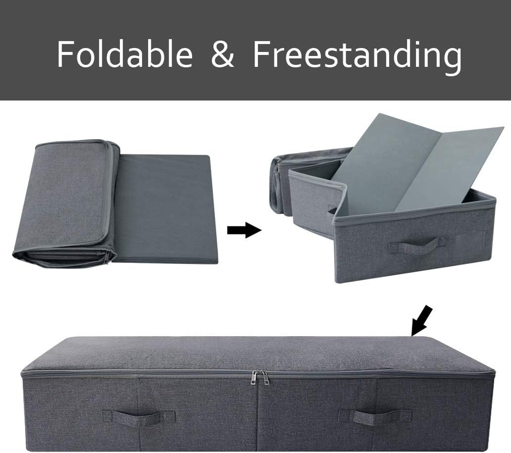39.4" Bedroom Underbed Storage Boxes with Lid for Wedding Dress,Black Gray