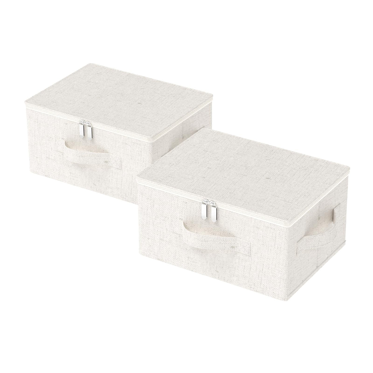 Underbed Storage Baskets with Lids,14.9x10.2x5.9in,Beige,2 Pack
