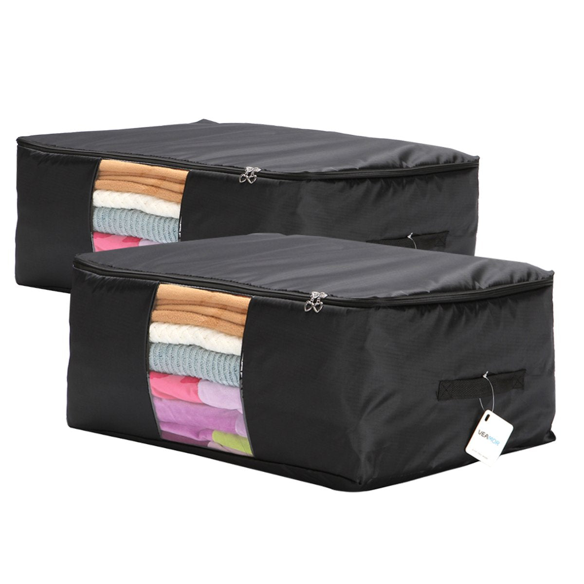 Comforter Storage Bags Pack of 2,Pillow Beddings/Blanket Clothes Organizer Storage Containers with Zippers,Breathable and Moistureproof(Grey 2pcs, XXL)