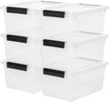 IRIS USA Storage Bins with Lids |Made in USA| 6 Qt - (4-Pack) - Clear