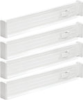 mDesign Expandable Dresser Drawer Divider with Foam Ends, Drawer Divider Locks in Place, Separators for Clothing and Accessories in Closet or Dresser Drawer, Ligne Collection, 4 Pack, White