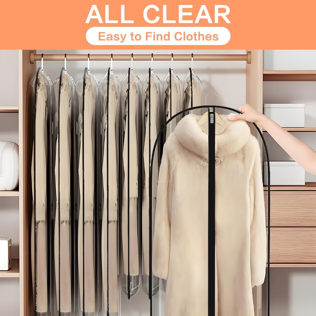 Garment Bags for Hanging Clothes Travel (Set of 12) Clothes Storage Bags Closet Cover for Open Closet with Zipper for Suit, Sweaters Travel Laundry Wardrobe Closet Garment Dust Cover