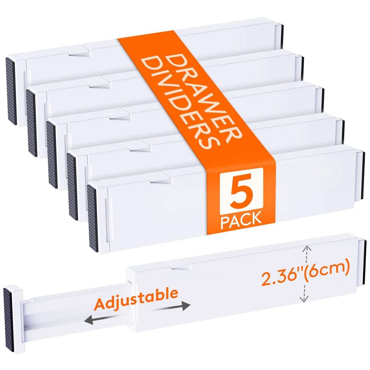 Lifewit 5" Tall Upgrade Drawer Dividers, Adjustable Deep Drawer Organizer