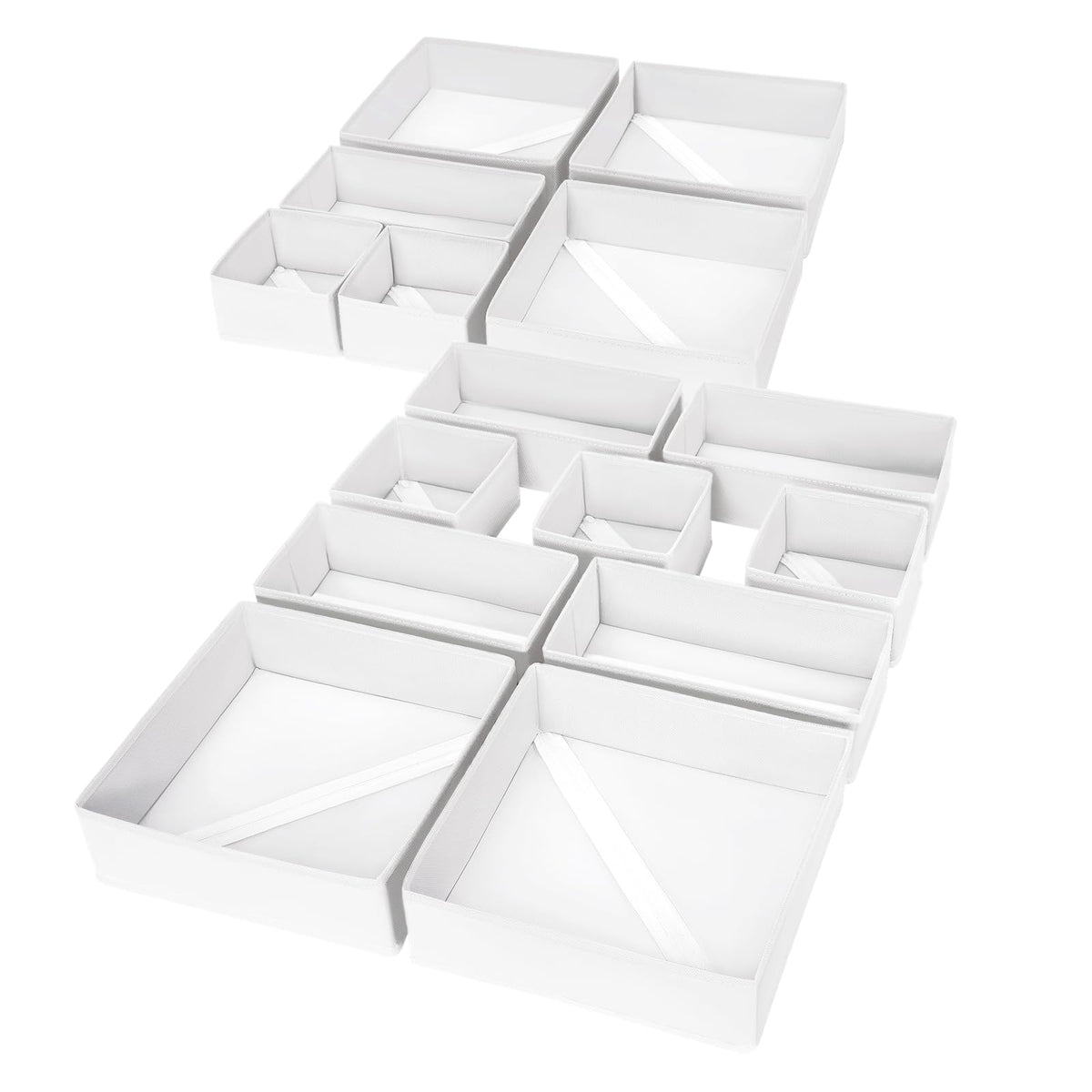 DIMJ Drawer Organizer Clothes, 12 Pack Dresser Organizer for Nursery, Baby Clothes, Underwears, Sock, Fabric Dresser Bins, Drawer Dividers, Foldable Closet Organizers and Storage(Beige)