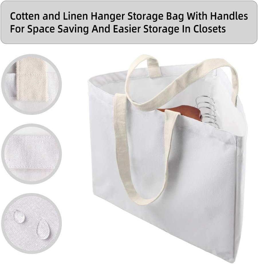 Clothes Hanger Organizer Holder for Space Saving, Hanger Triangle Storage Bag with Handles for Closet Tidier Laundry Rooms Wardrobe Drying Rack, Waterproof Portable Stacker Container (White)