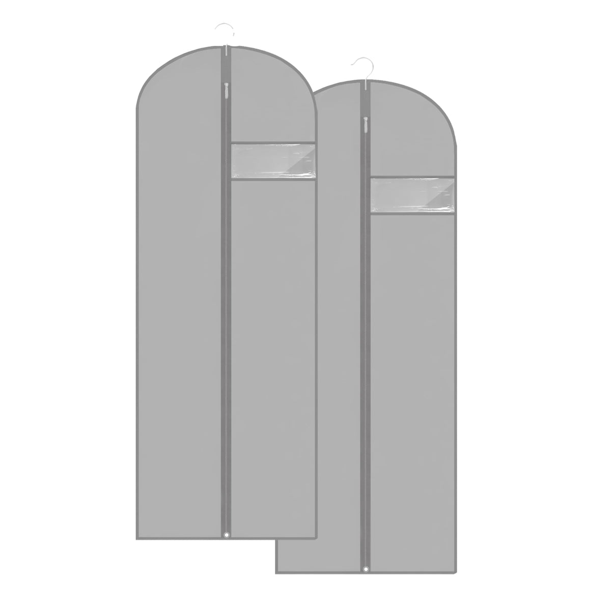 Dress Bags for Gowns Long, 65'' Garment Bags for Hanging Clothes, Suit Bag Cover for Storage and Travel, 2 Pack (Black)