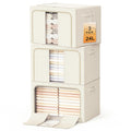 Clothes Storage Bins, 3 Openings, 66L, Brown