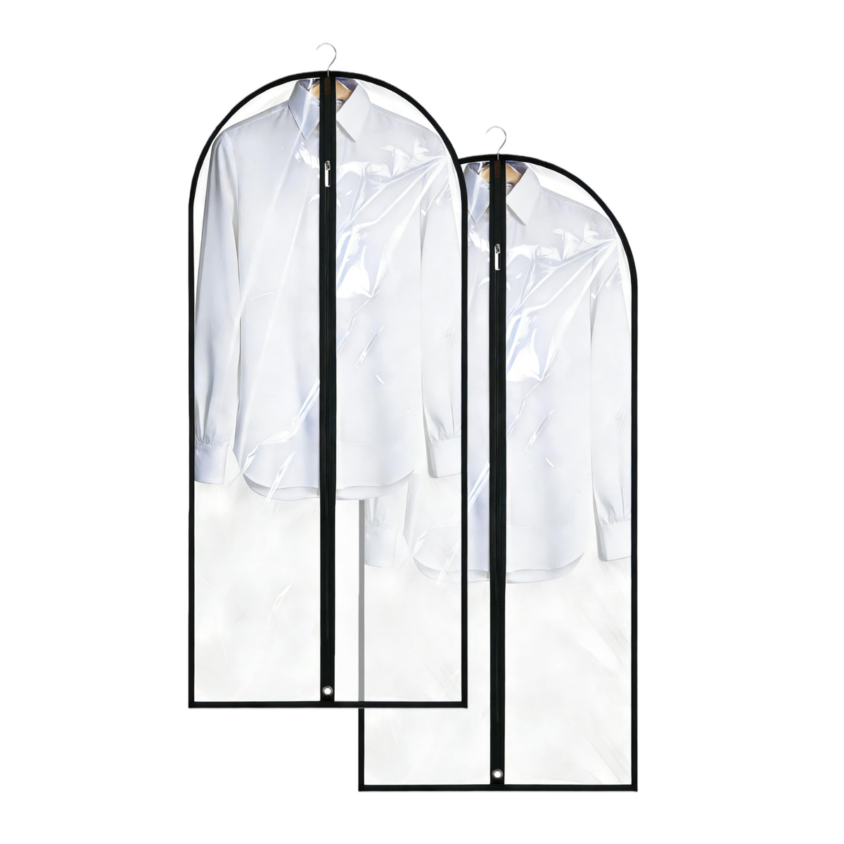 Dress Bags for Gowns Long, 65'' Garment Bags for Hanging Clothes, Suit Bag Cover for Storage and Travel, 2 Pack (Black)