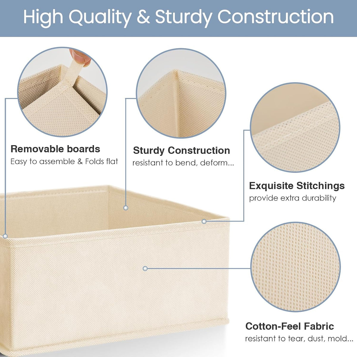 Criusia Drawer Organizer Clothes,16 Pack Underwear Drawer Organizers, Foldable Closet Organizers and Storage Dresser Drawer Dividers Clothing Organizer for Clothes, Socks, Scarves, Bra, Ties (Beige)