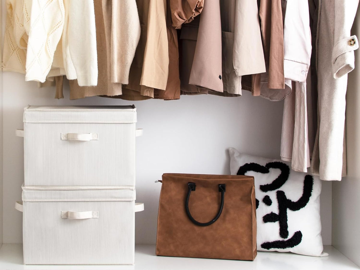 StorageWorks Fabric Storage Bins with Lids, Closet Storage Bins