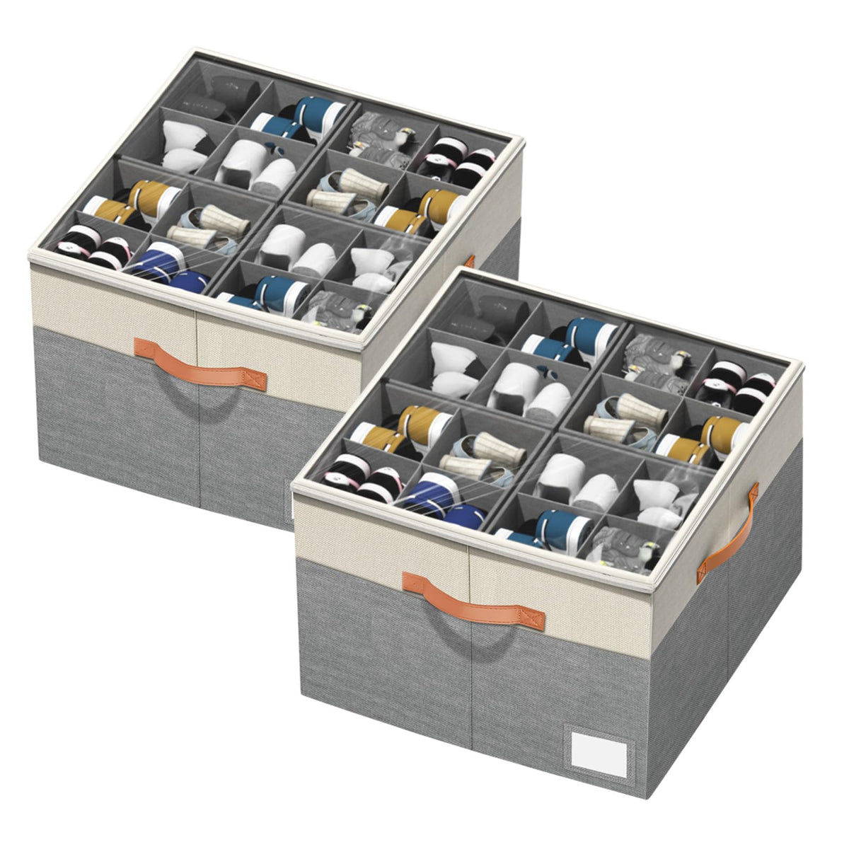 Shoe Organizer for Closet, Foldable Shoe Storage with Adjustable Dividers