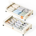 Yecaye 70L Large Under Bed Storage Containers with Wheels, 2Pack, Hemp Grey