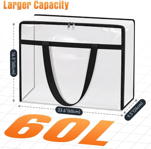 4 Packs 60L Clear Under Bed Storage Containers, Large Clothes Storage Bags