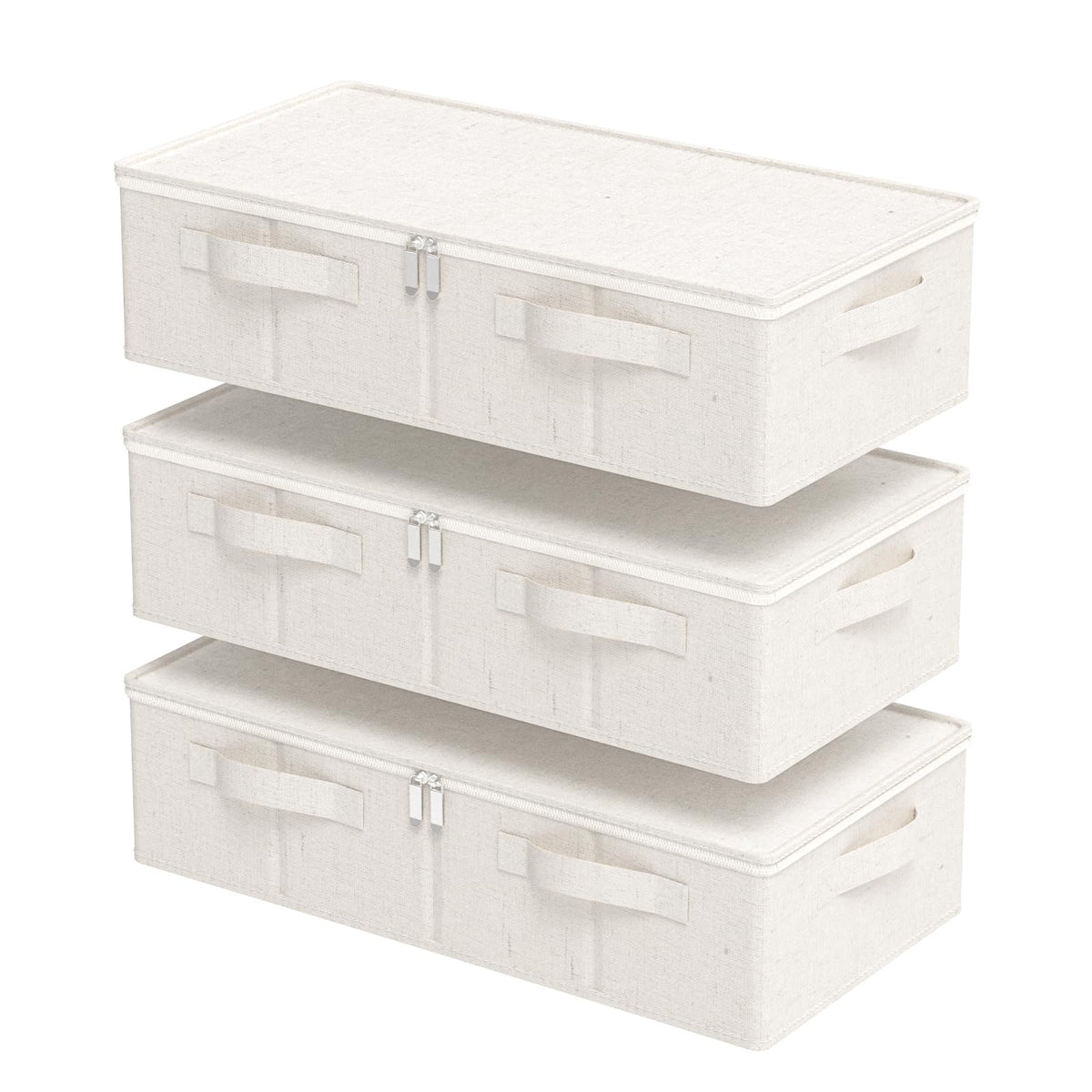 Underbed Fabric Storage Box with Lids,23.6x11.8x5.9in,Grey,2 Pack