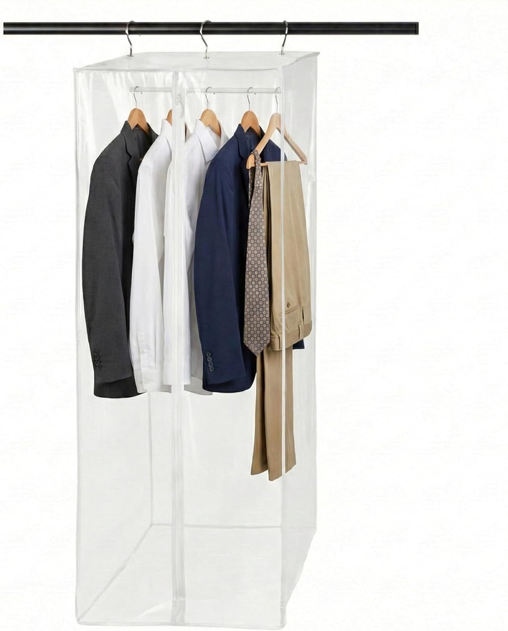 Clear Garment Bag, 42" Hanging Zippered Closet Organizer