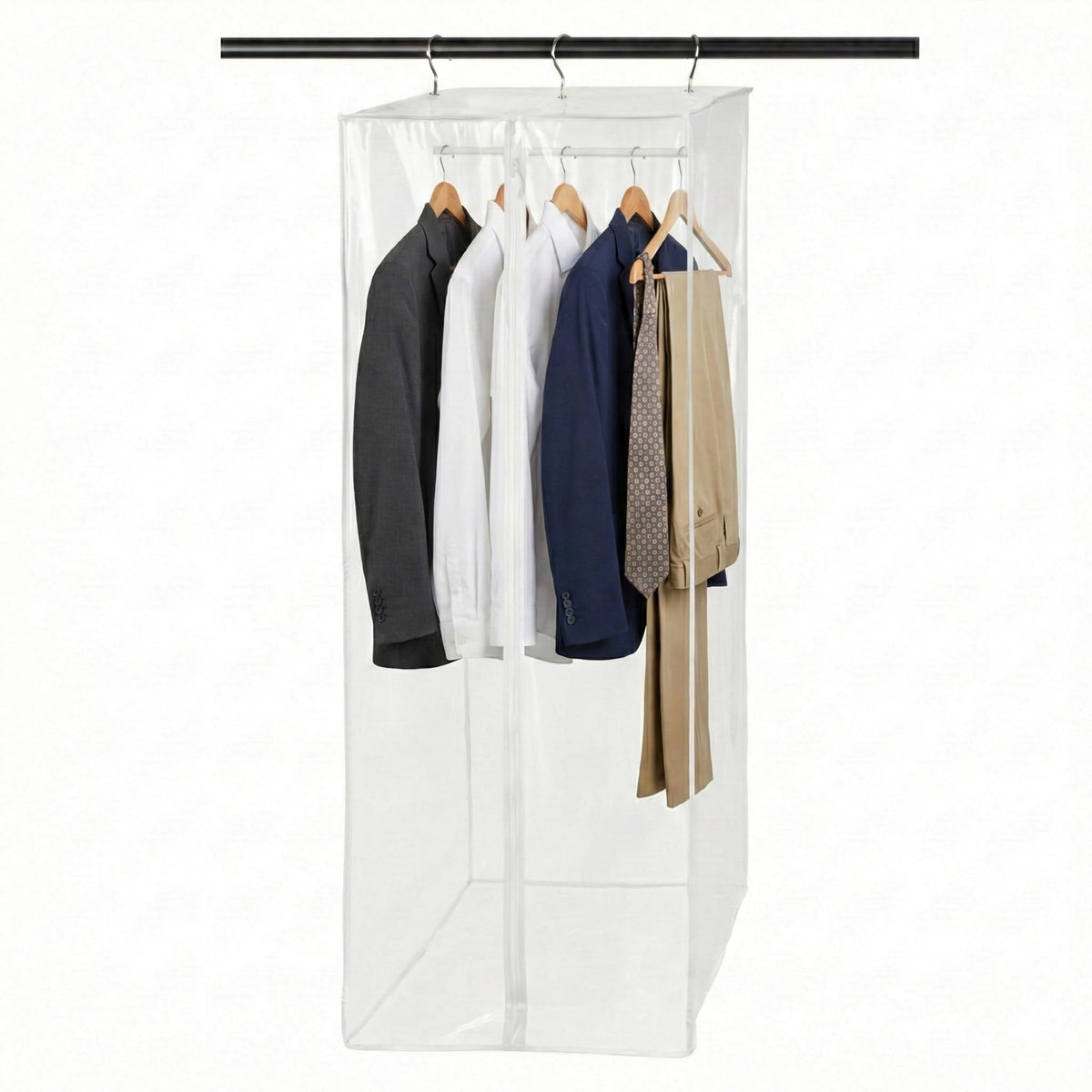 Clear Garment Bag, 42" Hanging Zippered Closet Organizer