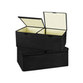 2 Pack Large Storage Boxes with Lids and Handles, Collapsible Linen Storage Bins Organizer Containers Baskets Cube with Removable Divider for Home Bedroom Closet Office (Cream, Small)