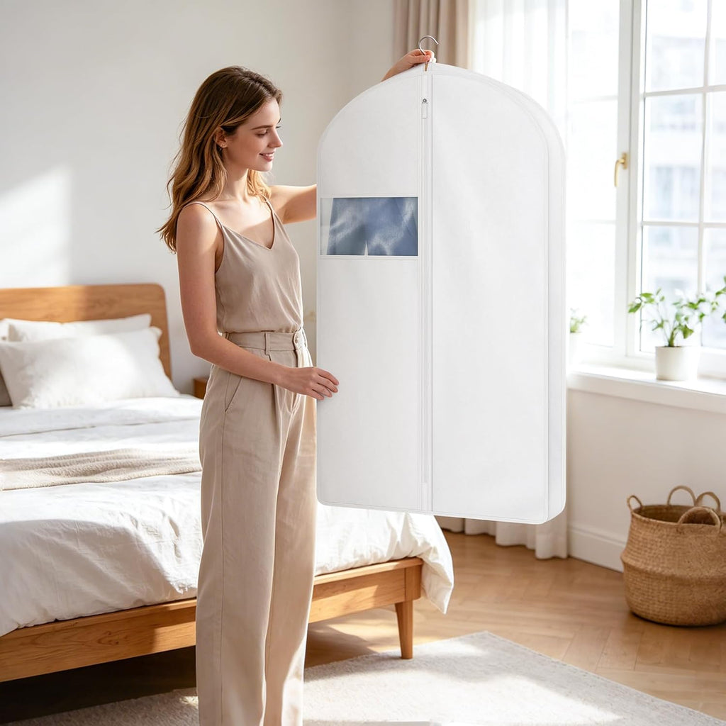 43 Inch Cotton Garment Bag for Hanging Clothes, 2 Pack Suit Bag