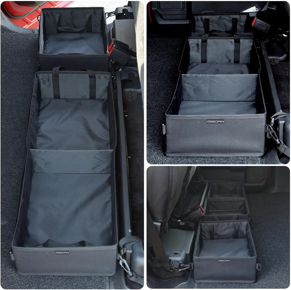 GEEDAR Under Seat Storage Truck Tool Box Organizer for Truck Underseat Storage Ford F150 F250 F350 Chevy Silverado Accessories (3 compartment)