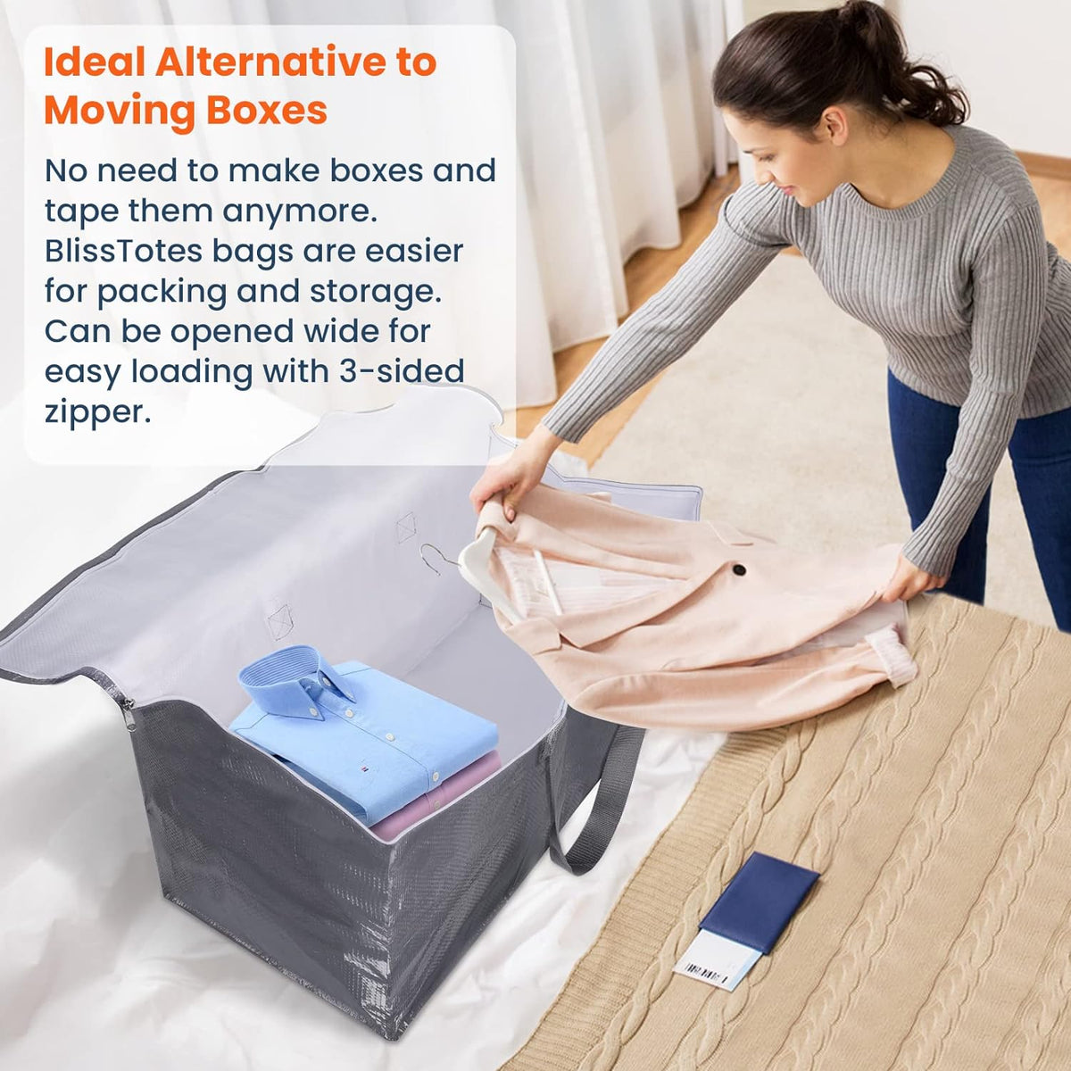 BlissTotes Large Moving Bags, Storage Bags, 93L-2 Pack