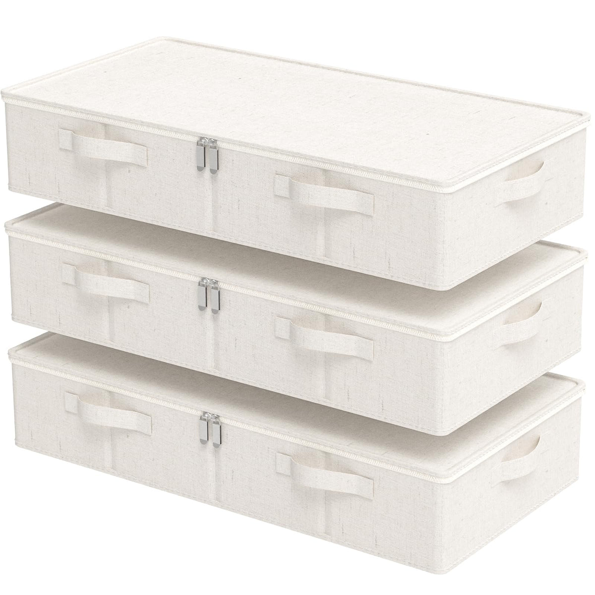 Underbed Fabric Storage Box with Lids,23.6x11.8x5.9in,Grey,2 Pack