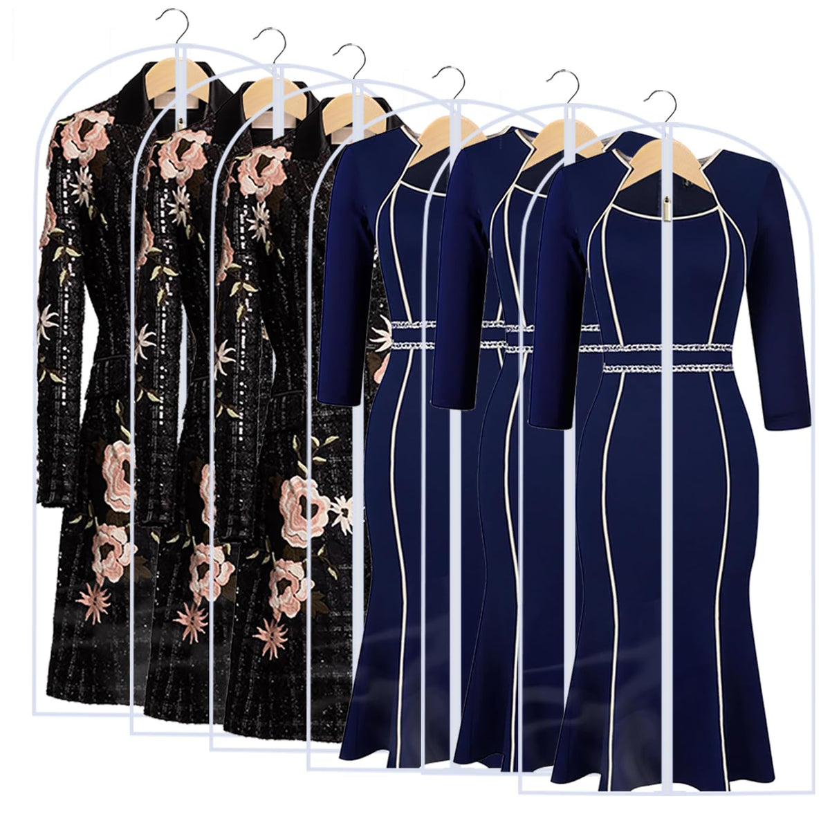 Garment Bags for Hanging Clothes 24" x 40"Coat Covers for Closet Foldable Washable Dress Bags for Hanging Clothes for Long Dress Dance Costumes Suits Gowns Coats