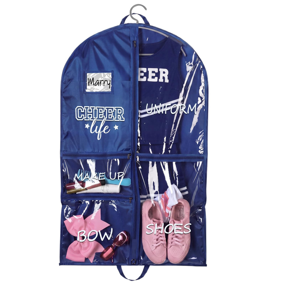 Blushtier 40" Cheer Uniform Garment Bag Cheerleading, Black,Rose Red
