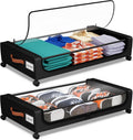 Under Bed Storage with Wheels, UnderBed Storage Containers with Clear Lid and Handles, XXL 60L Under the Bed Storage Bins Drawers for Clothes,Blankets,Shoes,Books (BLACK, 2 PACK)