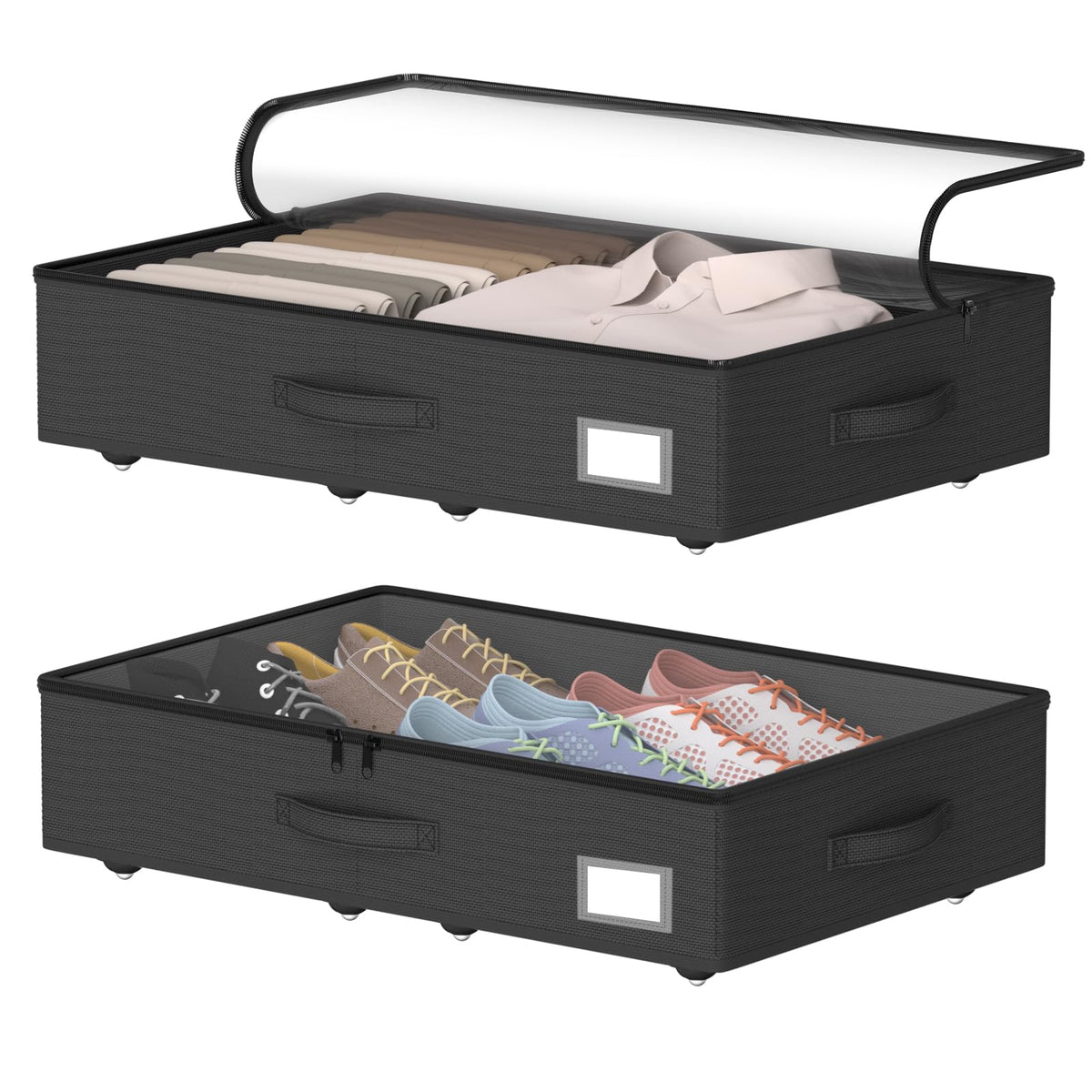 EE-RoomWorld Under Bed Storage with Wheels, 10 inches height，Black
