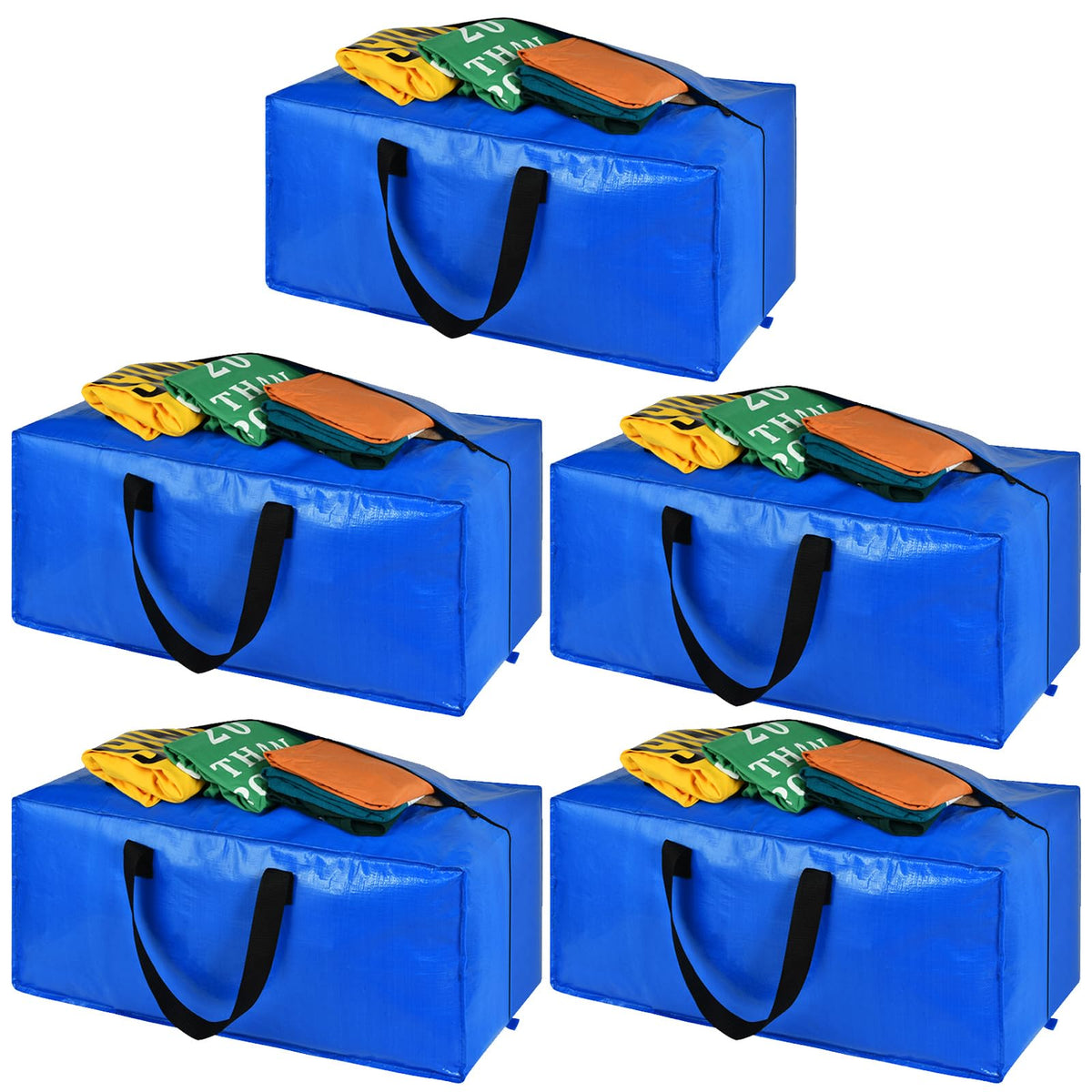Heavy Duty Blue Moving Bags with Strong Zipper Handles Backpack Straps