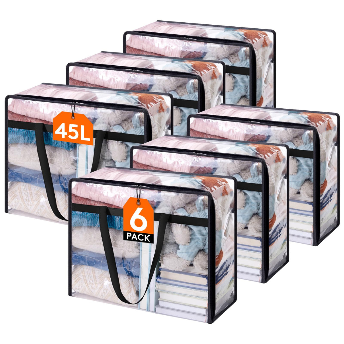 Lifewit 60L Clear Clothes Storage Bags,Plastic Foldable Blanket Storage Bag