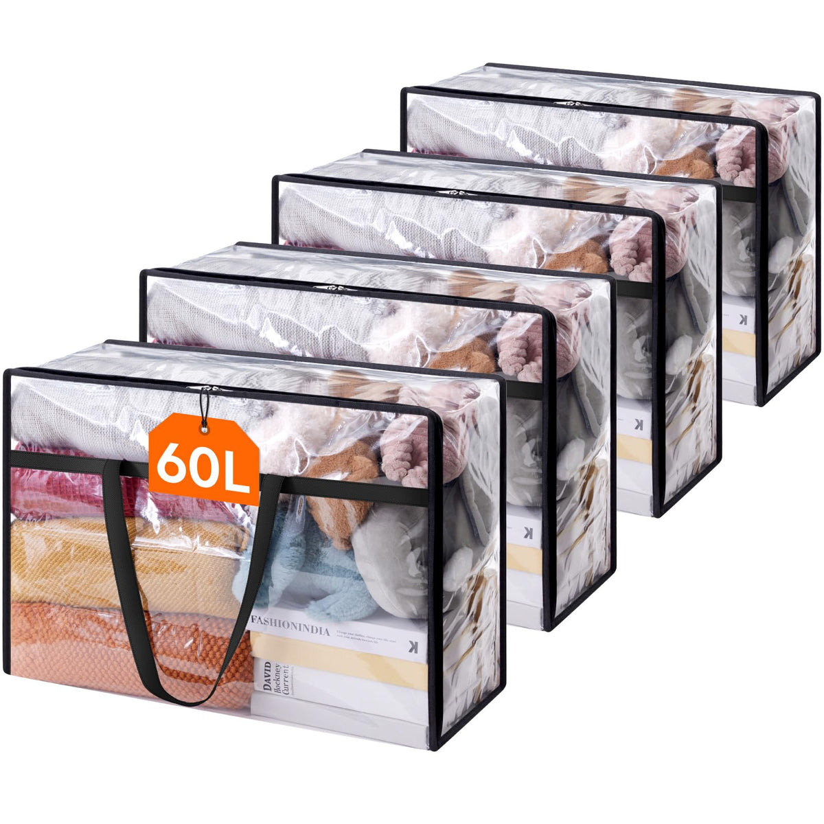 Lifewit 60L Clear Clothes Storage Bags,Plastic Foldable Blanket Storage Bag