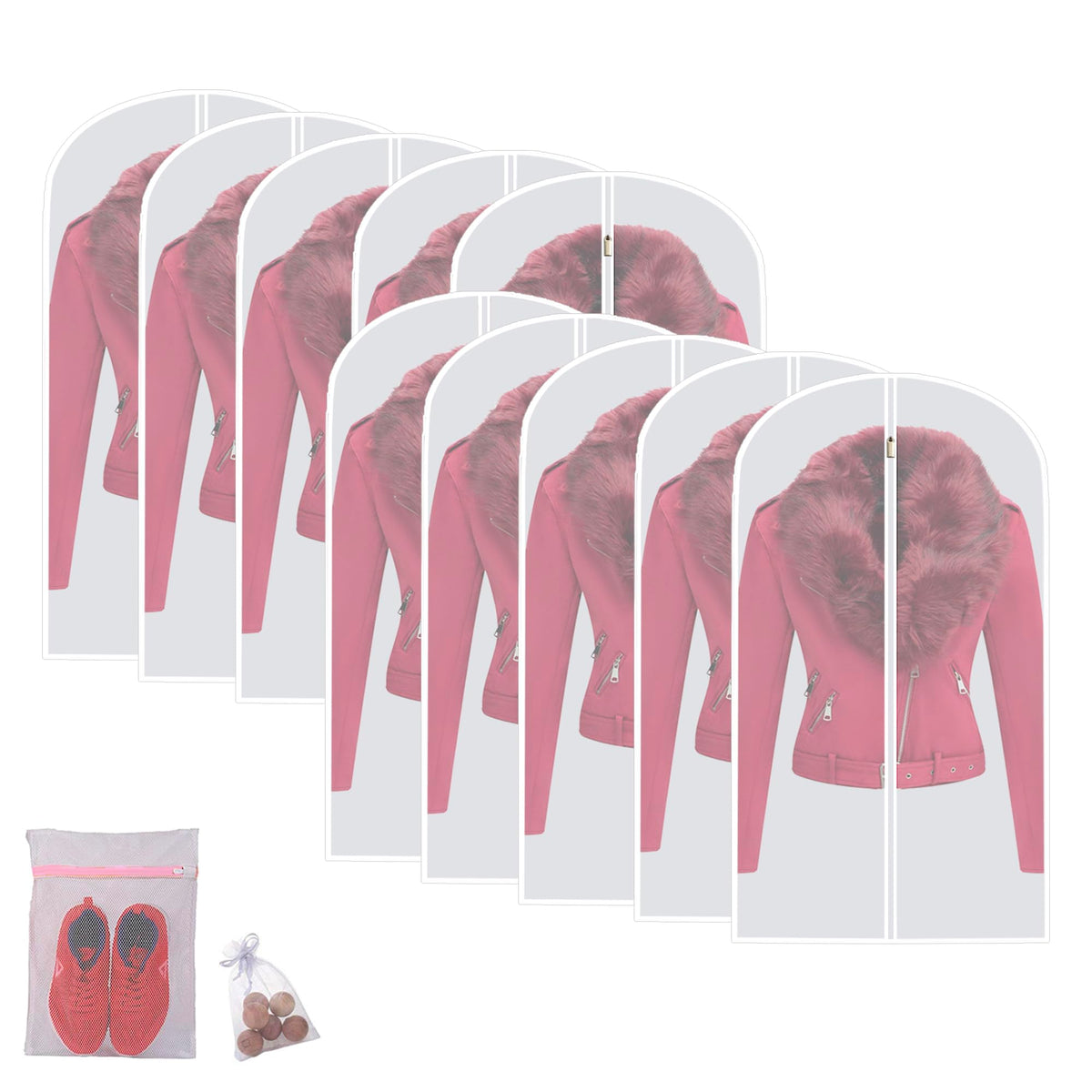 Garment Bags for Hanging Clothes Travel (Set of 12) Clothes Storage Bags Closet Cover for Open Closet with Zipper for Suit, Sweaters Travel Laundry Wardrobe Closet Garment Dust Cover