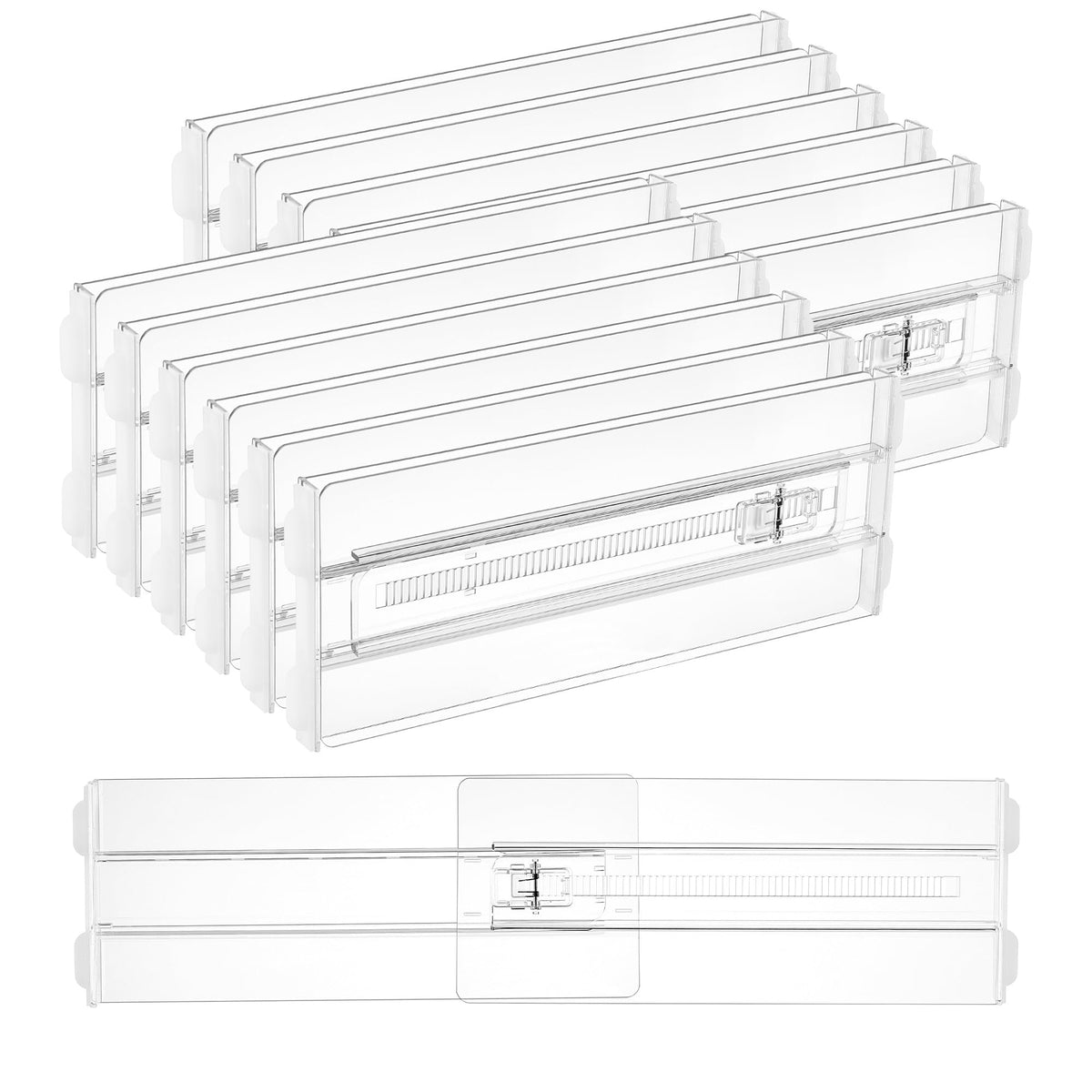 Vtopmart 8 Pack Drawer Dividers for Clothes, 4" High 10.2"-16.5" Adjustable Expandable Dresser Drawer Organizer, Clear Plastic Separators for Dresser, Baby Clothing, Underwear, Cosmetic, Toiletries