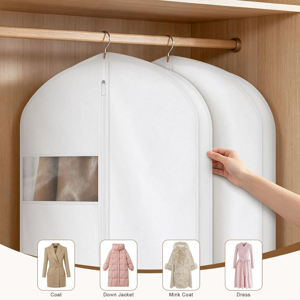 60" Cotton Garment Bag for Hanging Clothes, Dress Bags for Gowns