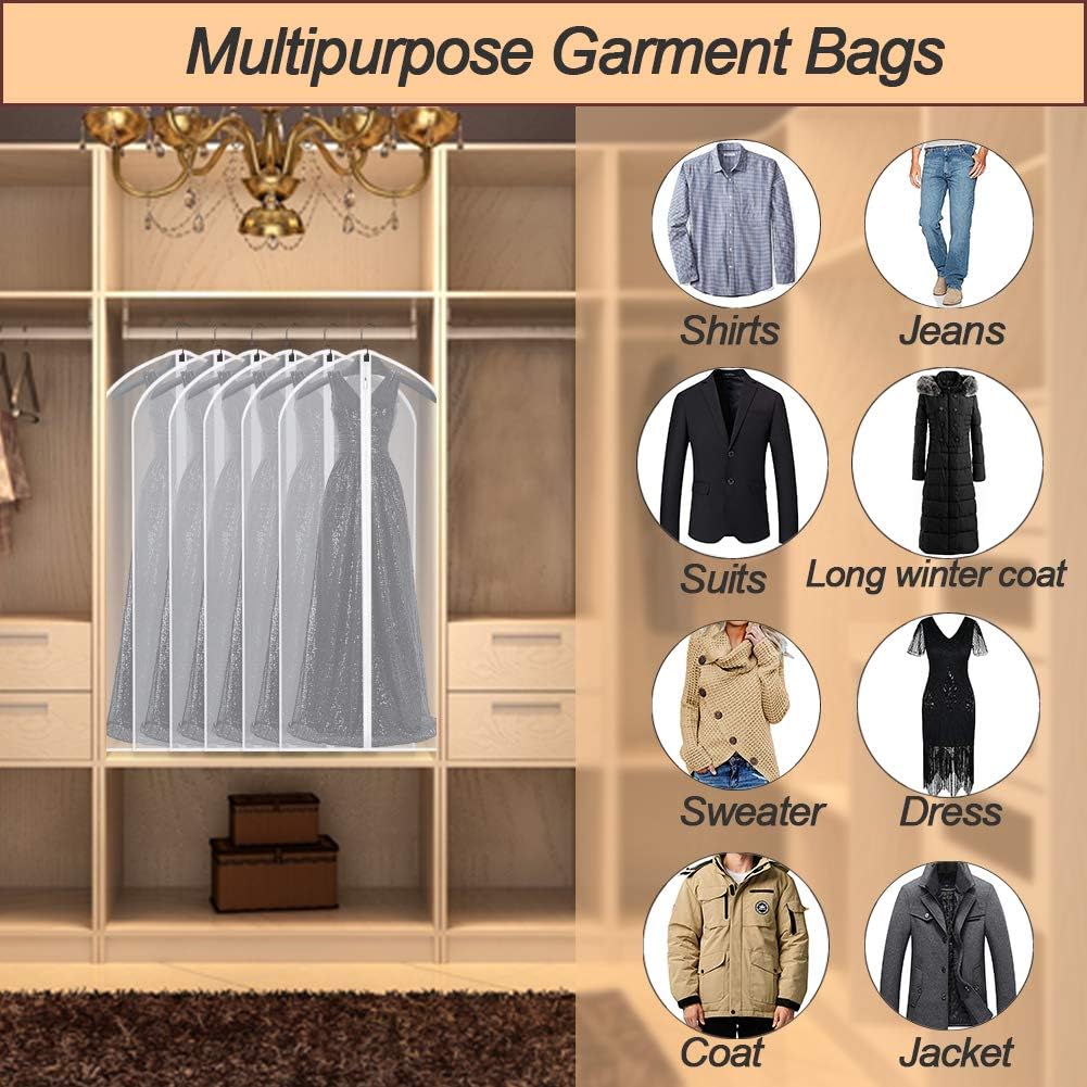 Garment Bags for Hanging Clothes 24" x 40"Coat Covers for Closet Foldable Washable Dress Bags for Hanging Clothes for Long Dress Dance Costumes Suits Gowns Coats