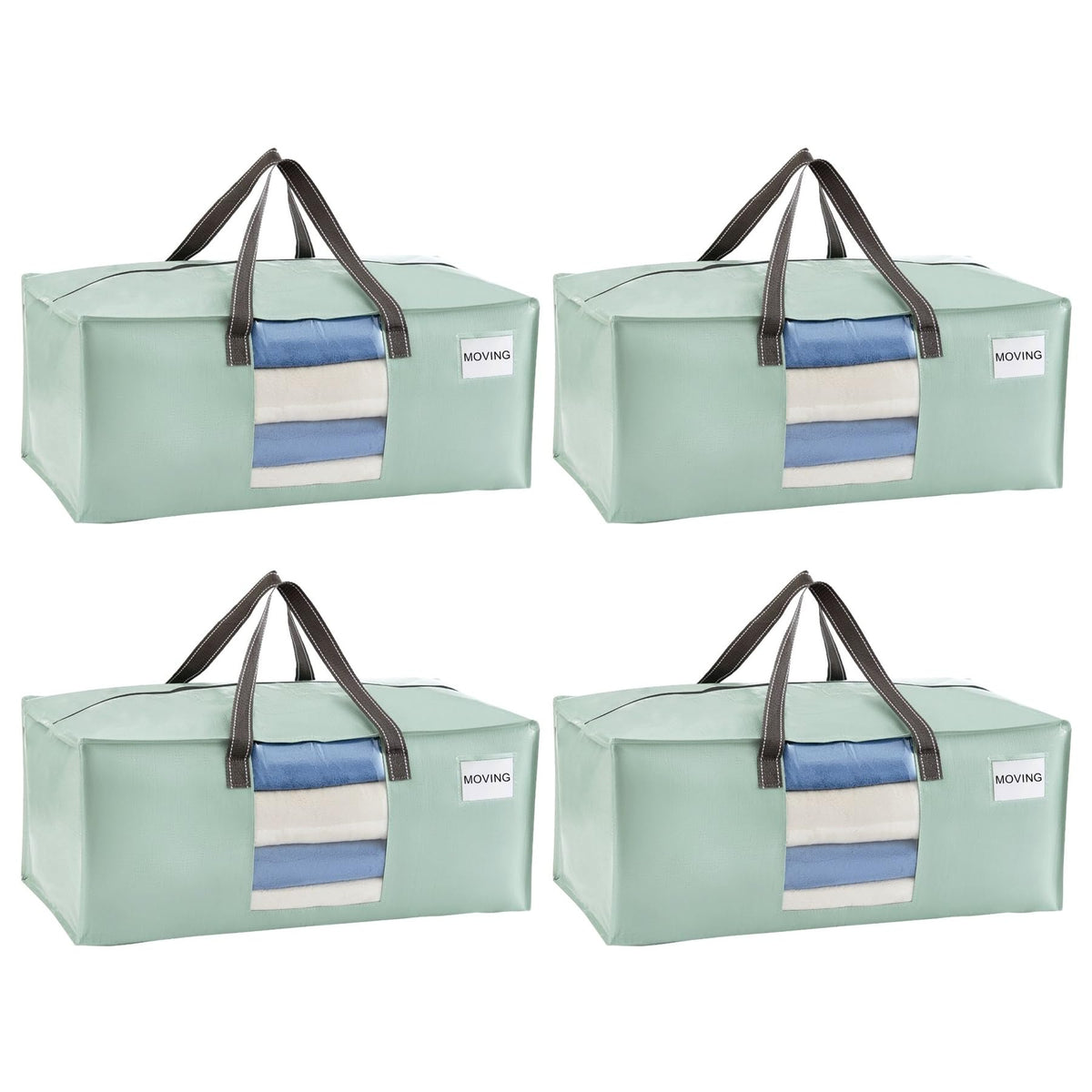 VENO Heavy Duty Moving Bags, Storage Bags, Easy Visibility, Clear, 4 Pack