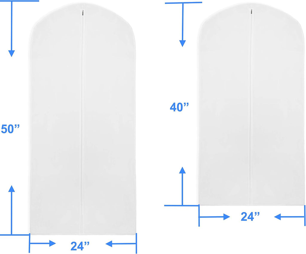 Simple Houseware 40-Inch Translucent Garment Bags with Zipper, 5 Pack