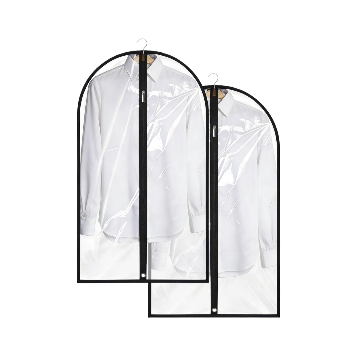 Dress Bags for Gowns Long, 65'' Garment Bags for Hanging Clothes, Suit Bag Cover for Storage and Travel, 2 Pack (Black)