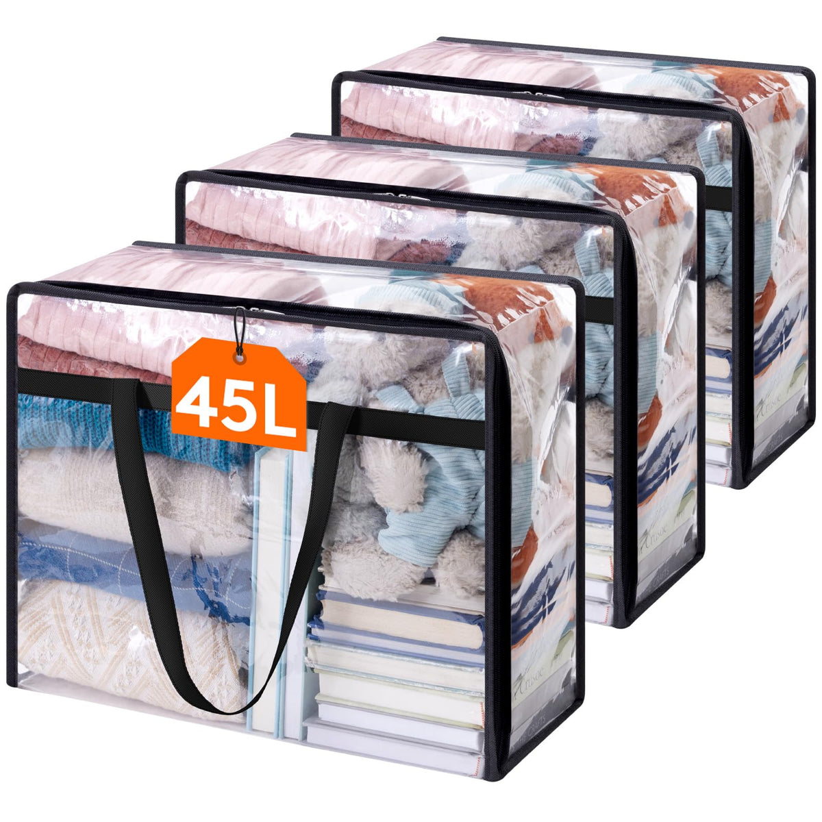 Lifewit 60L Clear Clothes Storage Bags,Plastic Foldable Blanket Storage Bag
