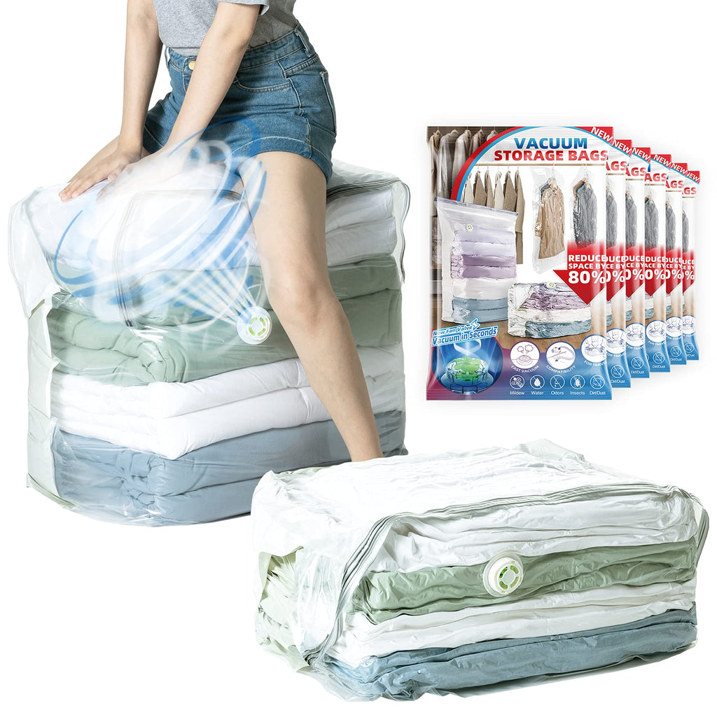 TAILI 8 Pack Vacuum Storage Bags, Jumbo Cube (31x40x15 Inch), Clear