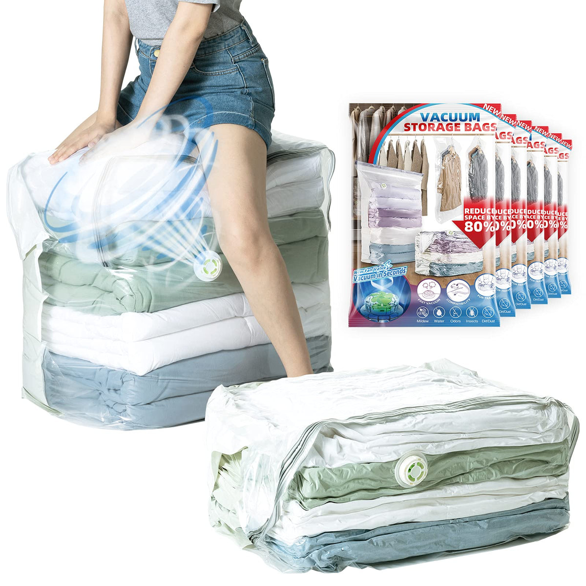 TAILI 8 Pack Vacuum Storage Bags, Jumbo Cube (31x40x15 Inch), Clear