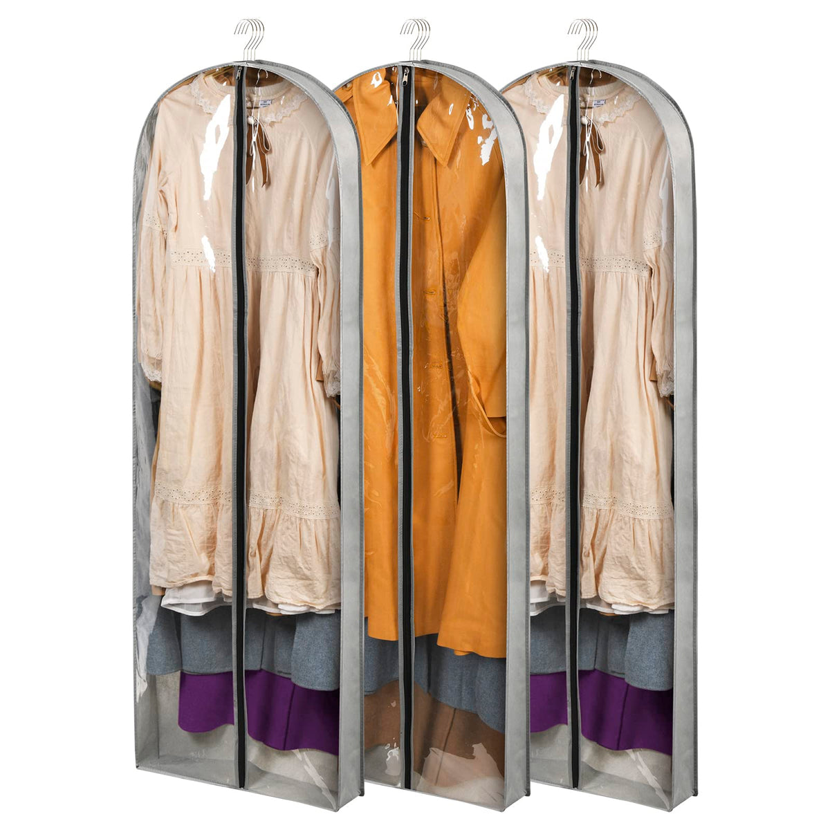 2 Pack 65" Long Garment Bags for Dress Travel Garment Bag