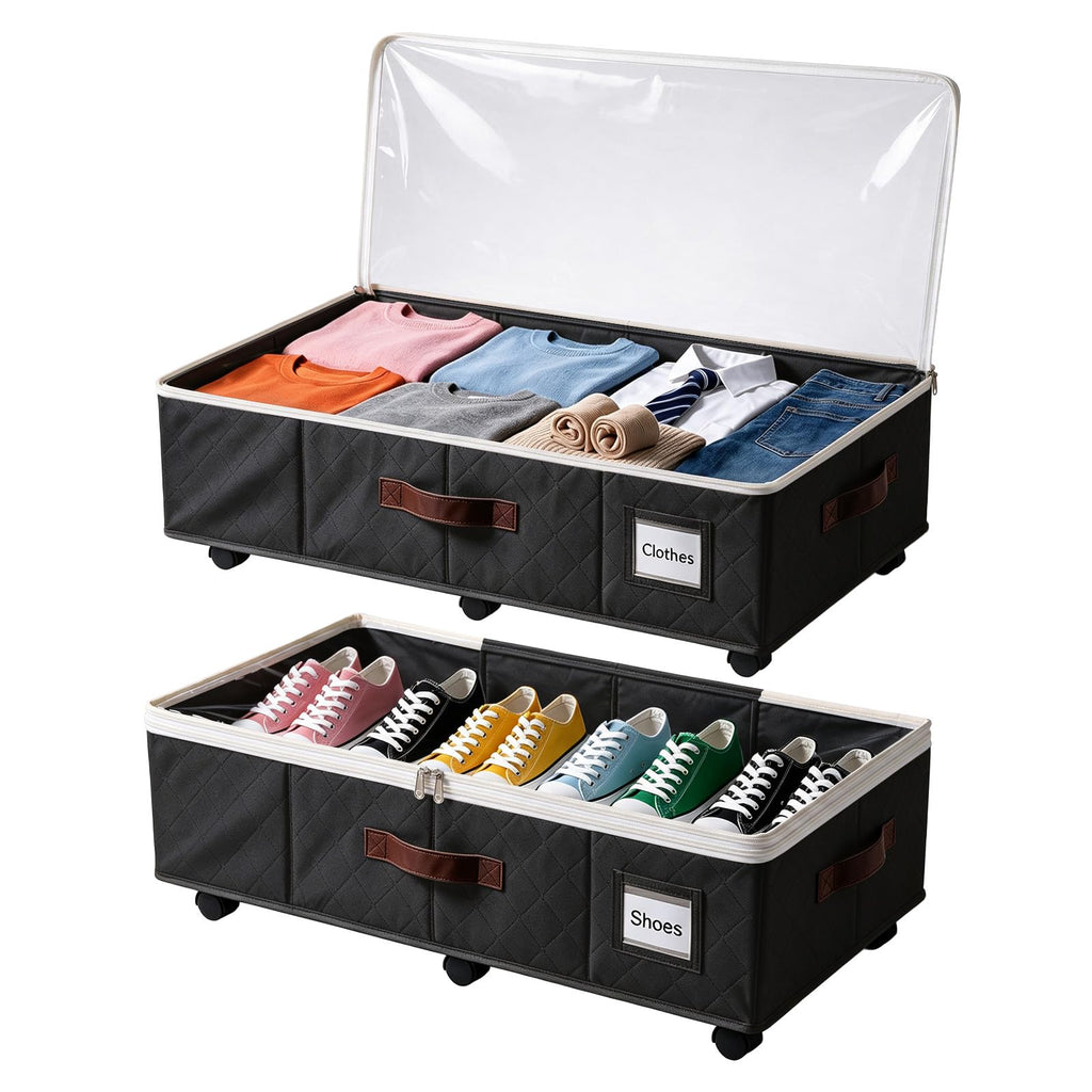 2 Pack Underbed Storage Boxes with Wheels, White