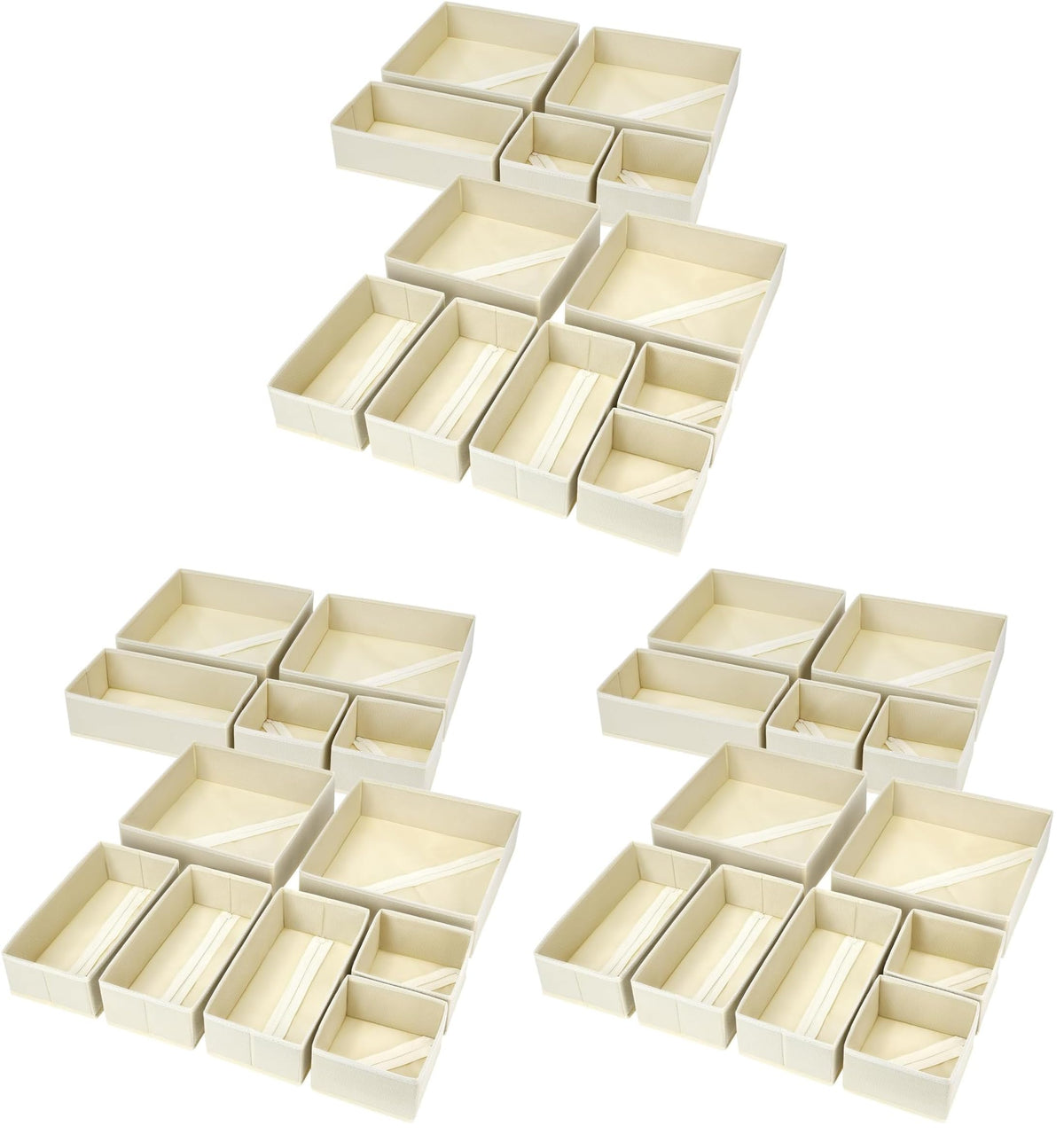 DIMJ Drawer Organizer Clothes, 12 Pack Dresser Organizer for Nursery, Baby Clothes, Underwears, Sock, Fabric Dresser Bins, Drawer Dividers, Foldable Closet Organizers and Storage(Beige)