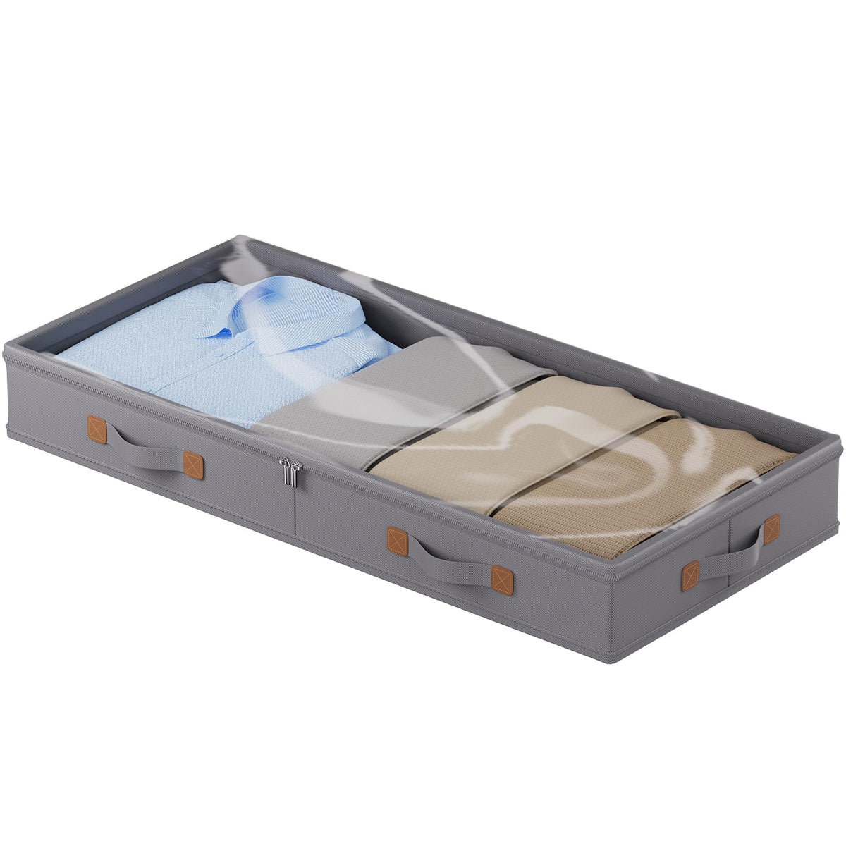 2Pack 3 Inches Low Profile Under Bed Storage Container With Lid, Drak Grey