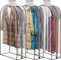 60" Clear Clothes Hangers with Smooth Side Zipper, 10" Gusseted Waterproof Garment Bags for Shirts, Coats, Dresses, Suits, 4 Pack