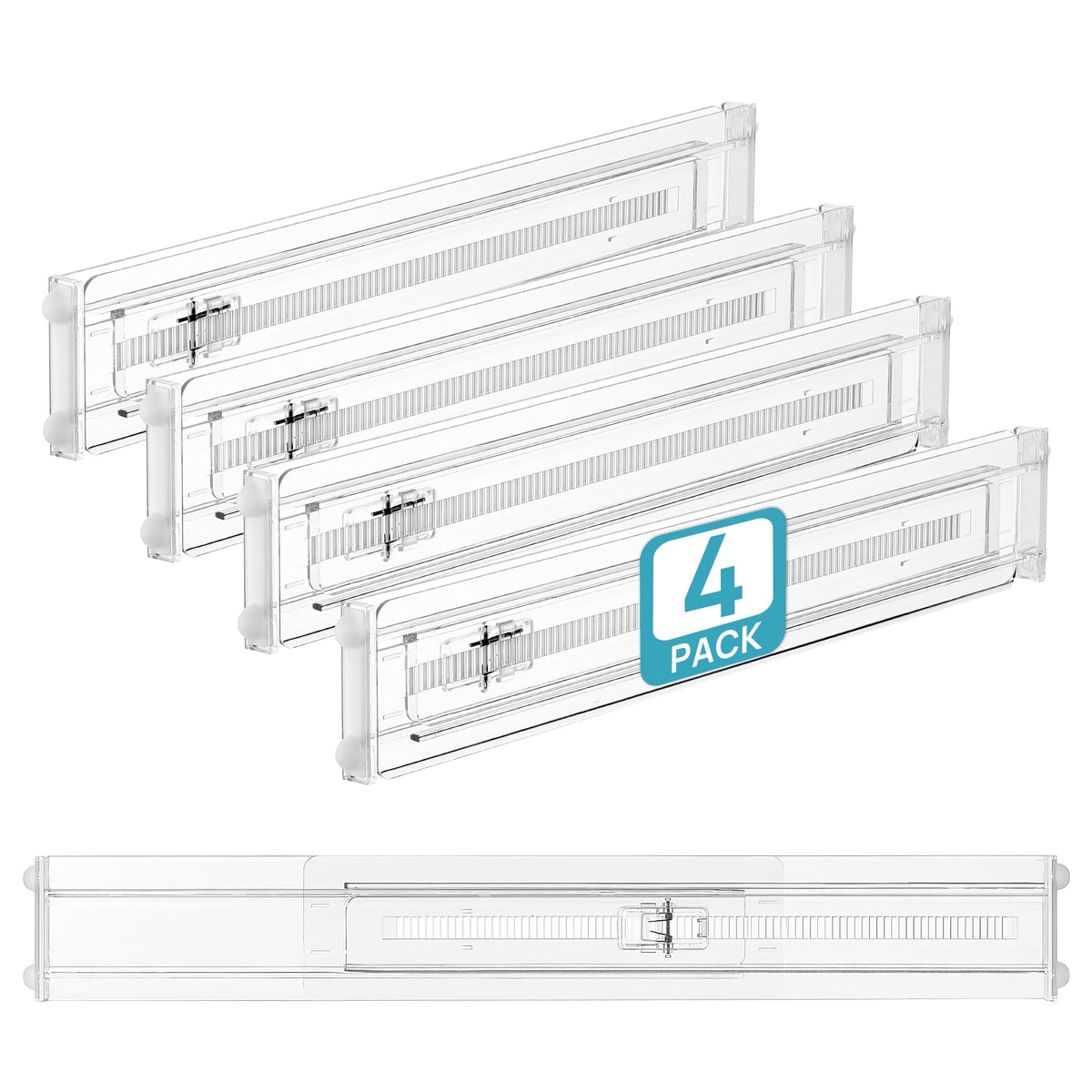 Vtopmart 8 Pack Shallow Drawer Dividers, 2.36" High 12.5"-20.8" Adjustable Expandable Kitchen Drawer Organizer, Clear Plastic Organizer Separators for Flatware, Utensil, Cutlery, Underwear, Clothes